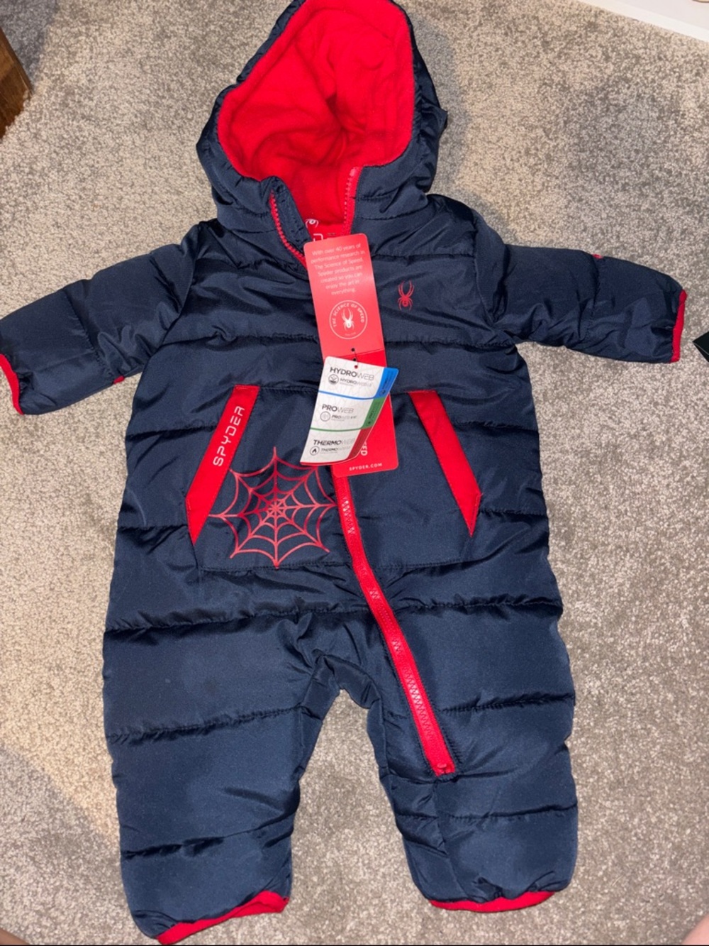 Spyder Navy and Red Infant Hooded One-Piece Snowsuit